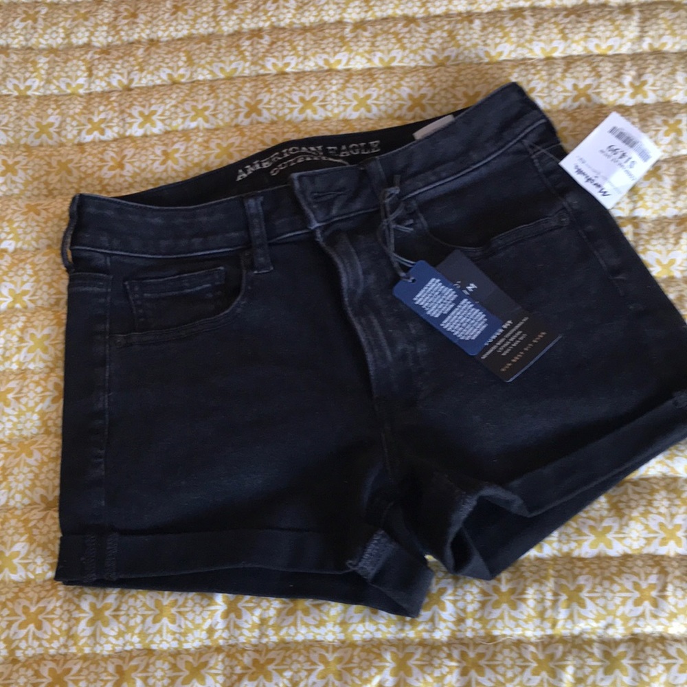 American Eagle black denim shorts
